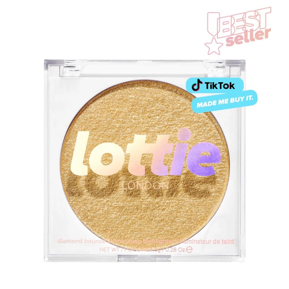 Lottie London Diamond Bounce Highlighter in Golden, Ultra-Fine Gel-Powder Highli